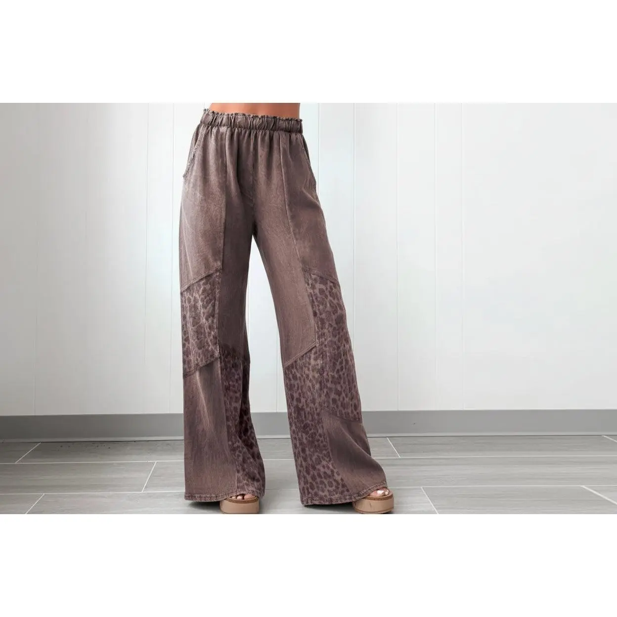Patchwork Leopard Loungepants Brown