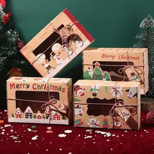 1 Set of 12pcs Kraft Paper Christmas Gift Boxes, Nativity-Themed Cookie & Gingerbread Box, Festive Design with Sturdy Construction