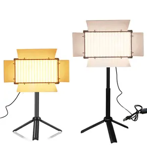 LED Video Light Kit, USB Powered 3-color Adjustable Light with Tripod Stand, Square Photographic Fill Light with 4 Leaf Shutter for Indoor Use, Studio Video Lighting, Studio Lights