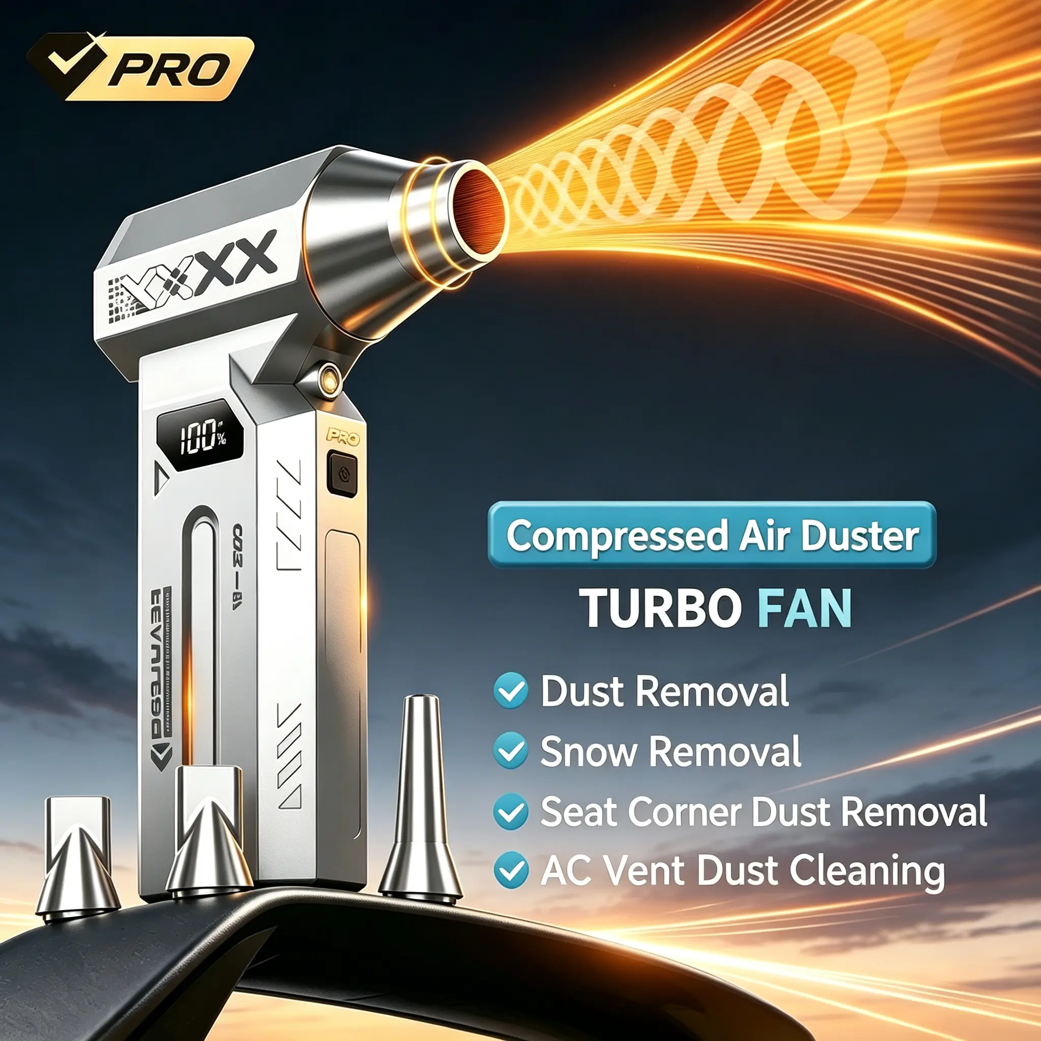 Mini Turbo Air Blower, Rechargeable Cordless High-Speed Compressed Air Duster with LED Display, 4-Speed Handheld Electric Air Blower for Car Detailing, PC, Keyboard, Electronics, Home & Office Cleaning, Cool Gifts for Men
