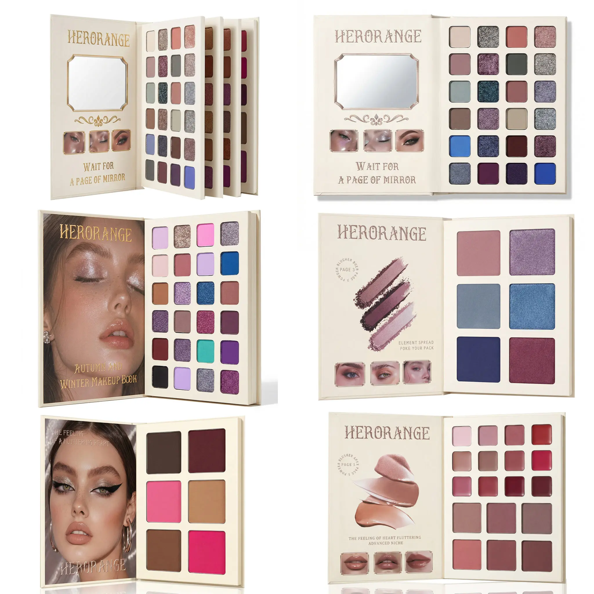Herorange 78-color interactive flip makeup book set,multi-functional face makeup palette (including blush,eyeshadow, contour, and lipstick), with a makeup mirror. Asurprise holiday gift set。