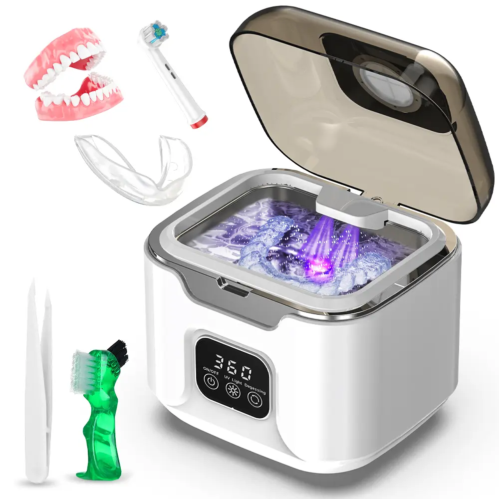 Ultrasonic Retainer Cleaner, Portable Dental Cleaner Machine for Aligners, Dentures, Mouth Guards, Braces, Night Guards & Jewelry