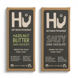 Hu Salty Dark Chocolate 70% Cacao + Hazelnut Butter Chocolate Bar Duo Pack – Organic, Vegan, Paleo, Gluten-Free, Fair Trade – 2.1oz Each – Hand-Sprinkled Fleur de Sel, No Additives
