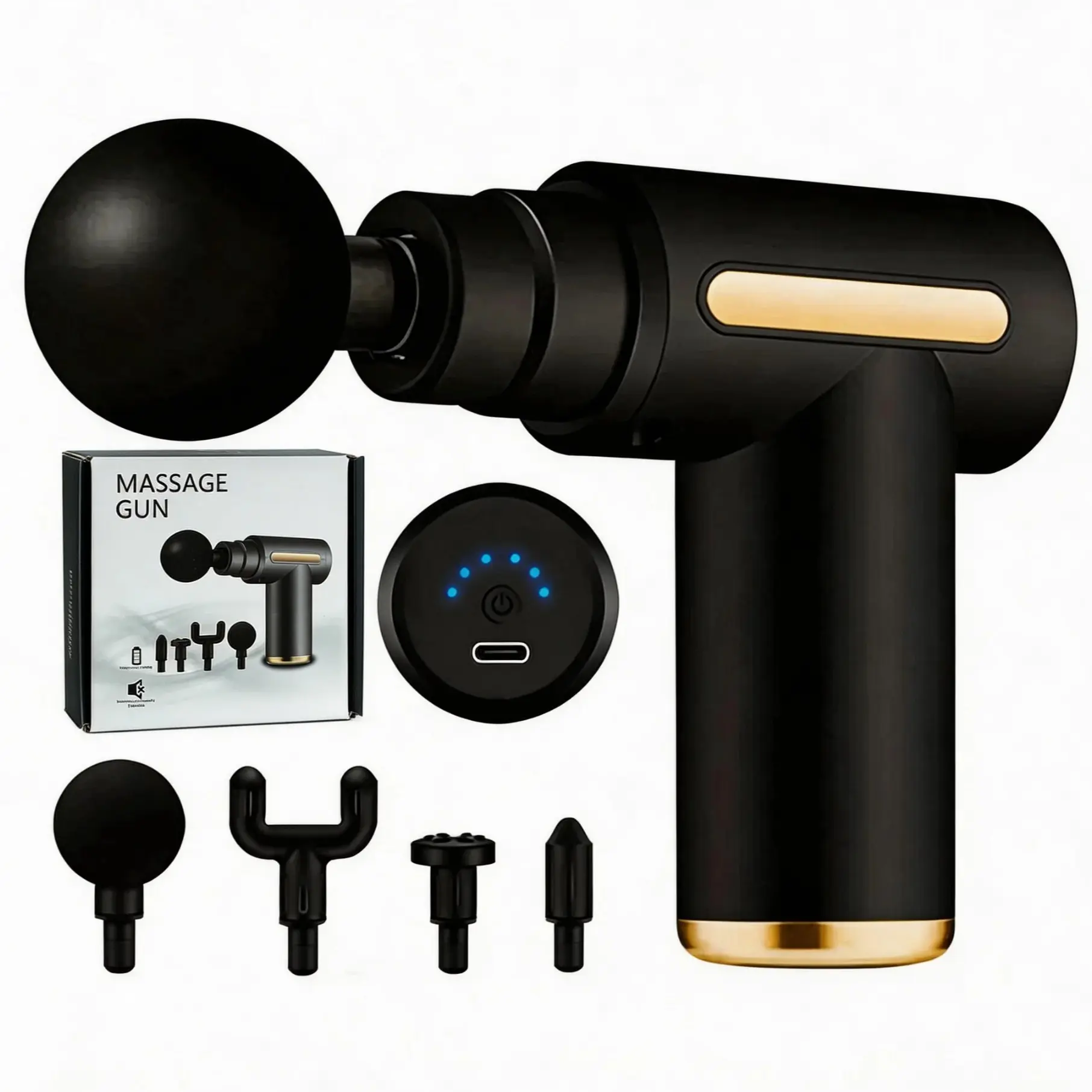 Portable 4-in-1 Massage Gun, Neck Shoulder Relaxer, 6-Speed Vibration Adjustment, Handheld Electric Massager Tool, Portable Muscle Massagers, Relaxation Aid, Ideal Gift for Men and Women