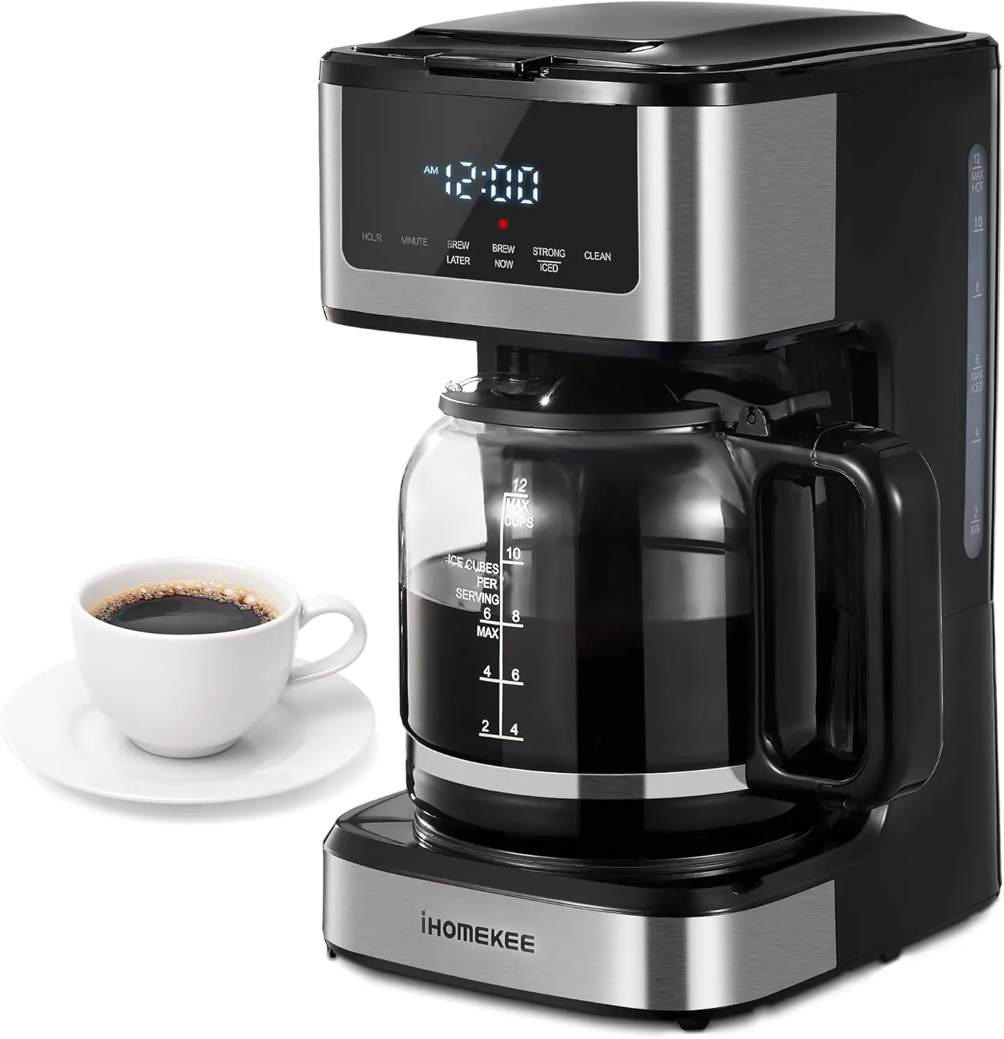 Programmable Drip Coffee Maker 12 Cup with Iced Coffee Function Touch Screen Regular & Strong Brew Auto Shut-Off, Home Office Use, Gift for Christmas tiktokshopspringglowup Kitchen Appliances Coffee Equipment Touchscreen Coffee Machine