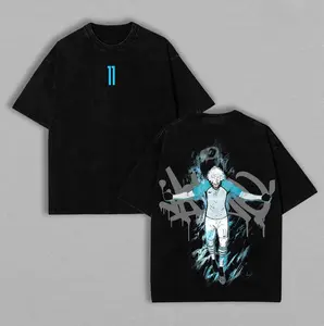 valentine shirts Nagi T-Shirt - Seishiro Nagi Blue Lock Anime Double Printed Vintage Washed Tee Unisex Oversize Anime Manga Washed Heavyweight Cotton T-shirt, Gift For Anime Fan Lover