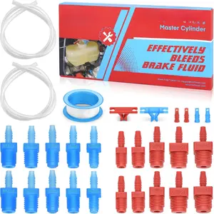Complete Master Cylinder Bleeder Kit - 22" Hoses x2, 2 Clamps, PTFE Tape, Replaces 14151