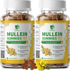 9 in 1 Mullein Gummies for Lung Cleanse & Detox, Extra Strength Mullein Leaf Extract w/Quercetin, Bromelain, Elderberry & Marshmallow for Respiratory, Immune & Digestive, Vegan, 60 Per Bottle