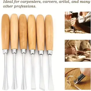 Wood Carving Tools Set, 6-Piece Woodworking Chisels Kit for Beginners & Professionals, High-Quality Hand-Crafted Design