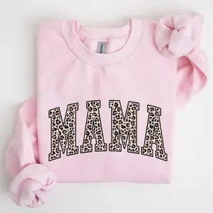 Mama Leopard Print Sweatshirt – a trendy women's crewneck, perfect for stylish and cozy wear. mother's day gift, mother's day gifts- LORA ATCHER