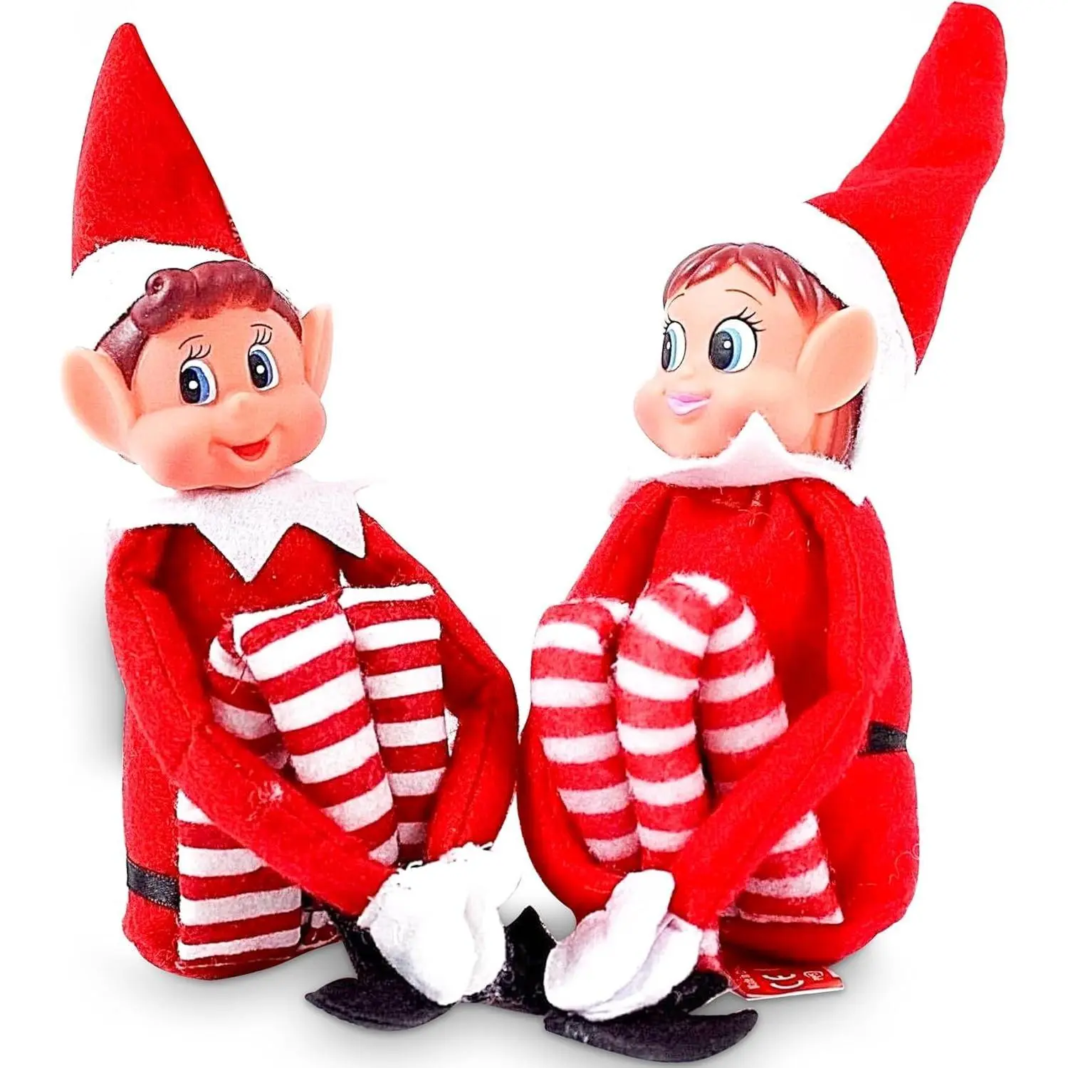 Naughty Elf Set - Boy & Girl Christmas Elf Figures, Santa's Little Helper Inspired, Soft Body, Vinyl Faces, 12 Inch, Couple summerwins