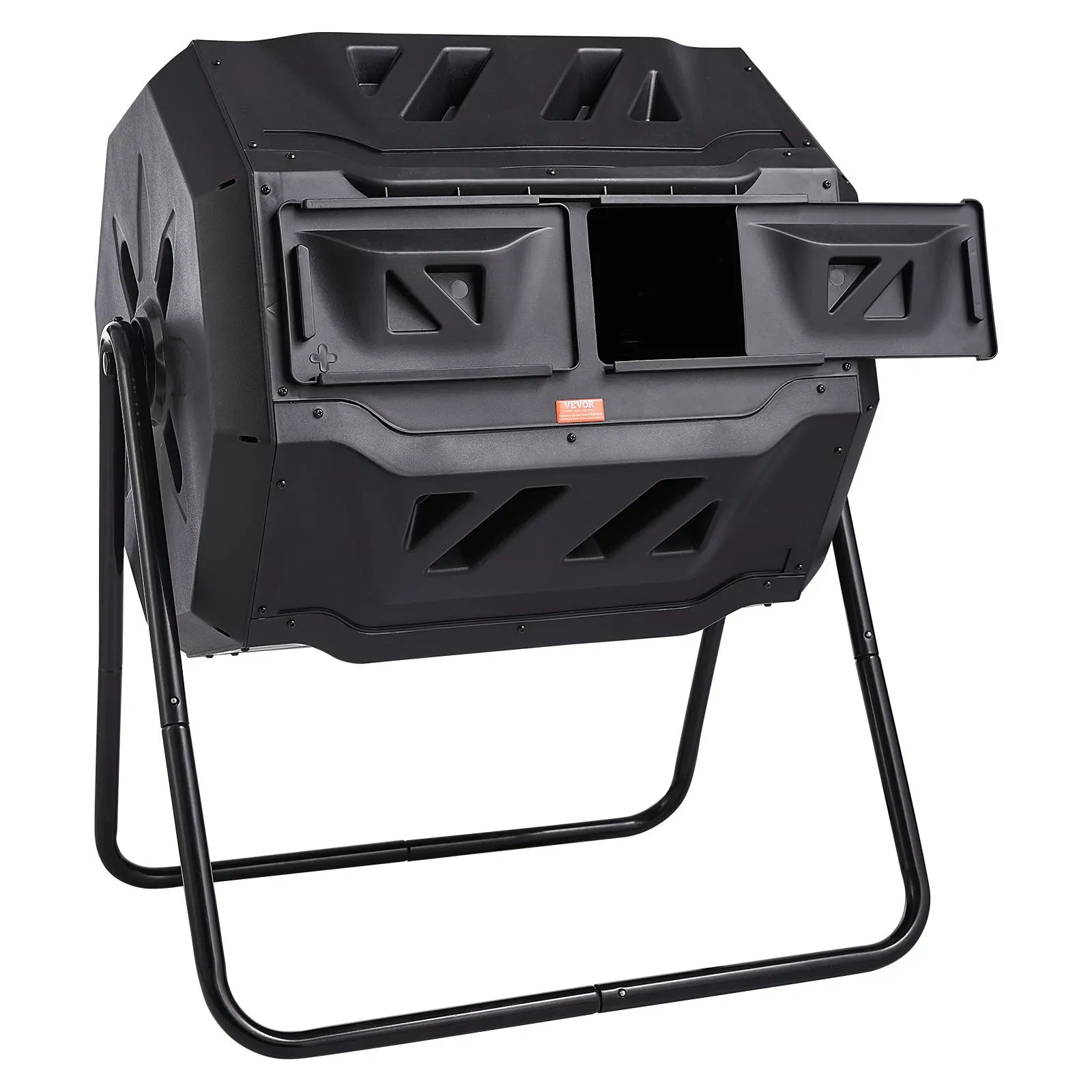 【summerfinds】VEVOR Compost Bin, 43-Gal Dual Chamber Composting Tumbler, Large Tumbling Rotating Composter with 2 Sliding Doors and Steel Frame, BPA Free Composter Bin Tumbler for Garden, Kitchen, Yard, Outdoor