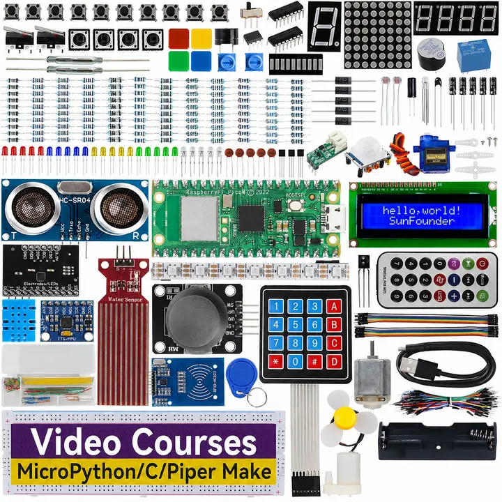 SunFounder Raspberry Pi Pico W Ultimate Starter Kit for IoT Programming, Includes Actuators, Sensors, Microcontroller, Online Tutorials, RoHS Compliant - Kepler Kit