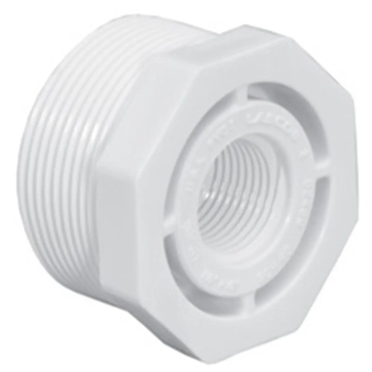 212 MAIN NSF Listed Rigid PVC Schedule 40 Threaded Reducer Bushing, Lasco PV439249, 2 in. Mpt x 1 in. Fpt