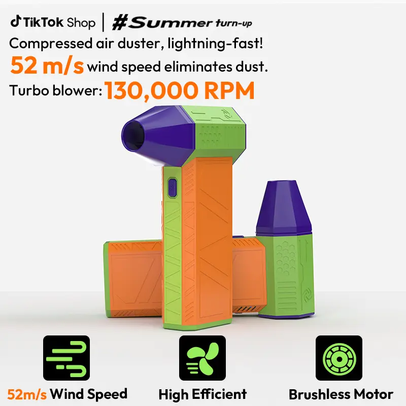 Electric Air Duster - 130000 RPM, Reusable, 3-Speed Adjustable Turbine ...