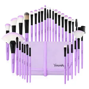 Makeup Brushes Set, 32pcs Blue Premium Cosmetic Make Up Brushes Foundation Blending Blush Concealer Shader Eyeshadow Eyeliner Compatible withTravel Makeup Bag