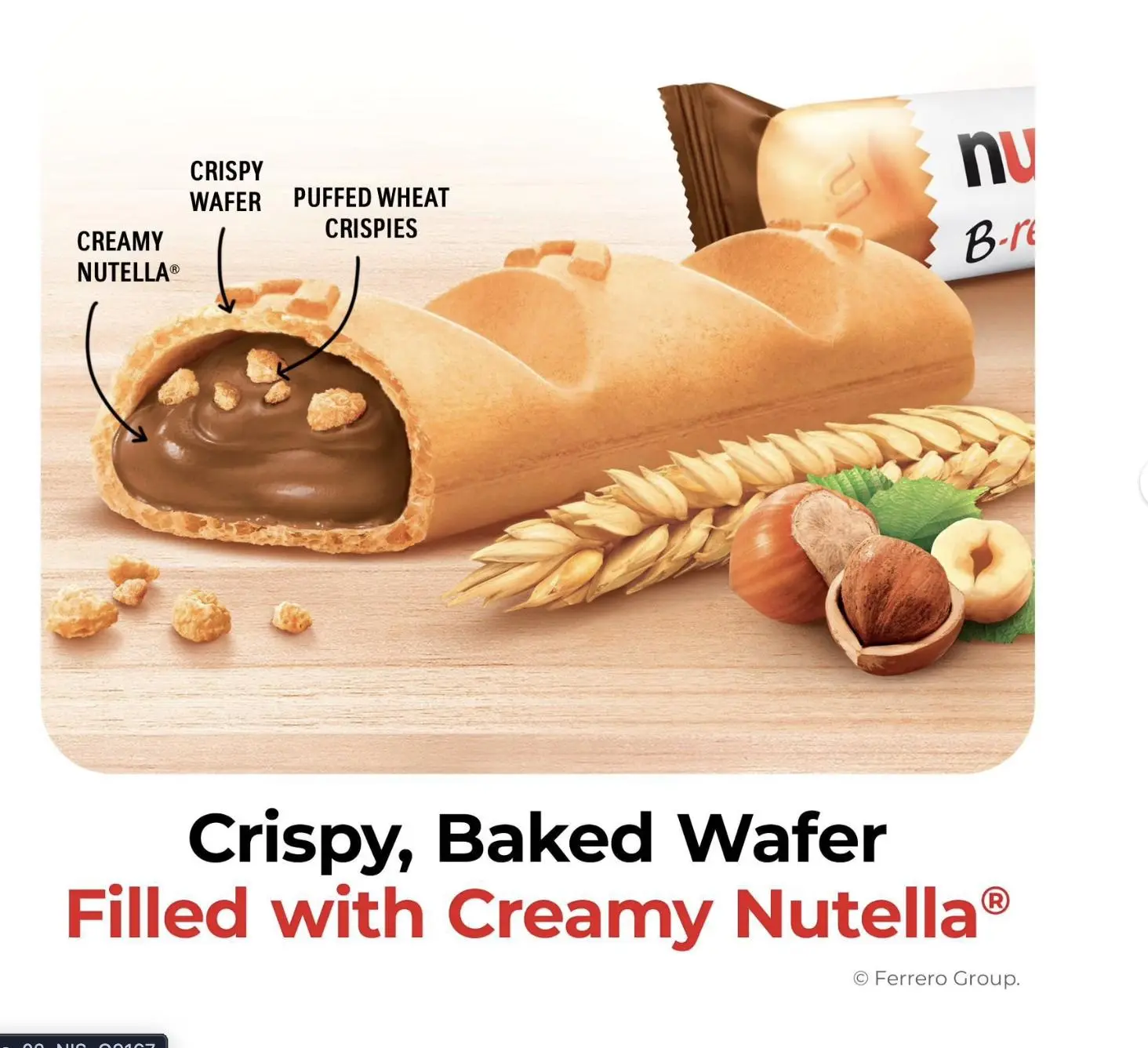 Nutella B-Ready Crispy Wafer Snack, 0.7 oz Each, 36-Count Pack