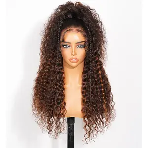 (Water Wave Hair)Megalook Hair 13x6 Glueless Wigs #2P430 Color Water Wave 20-30inch HD Lace Wig Natural Hairline 100% Human Hair 320℉ Heat Resistant Easy Wear