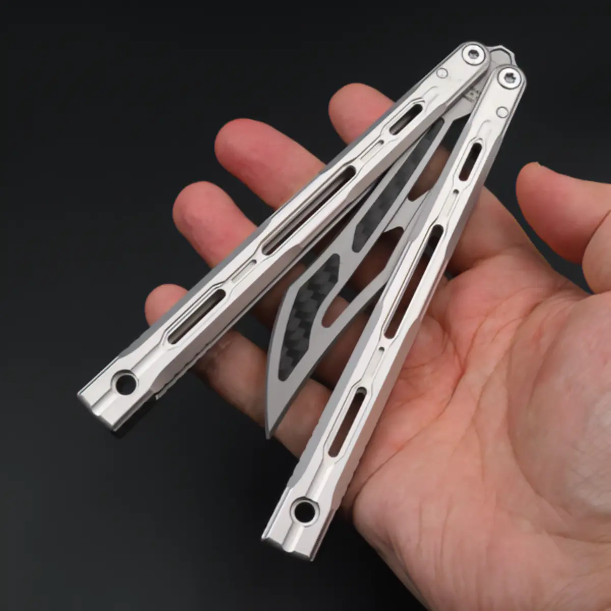 8803 Unisex Butterfly Shape Trainer - 7075 Aluminum Alloy Wear-Resistant Fidget Toy for Flipping Practice, Hand Training, Beginners (Includes Spare Parts, Sports & Outdoor Camping & Hiking Knives & Tools)