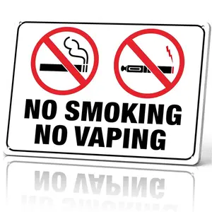 12x8 in Lightweight Fade-Resistant Aluminium No Smoking No Vaping Metal Sign, Vintage Warning Hanging Plaque, Retro Home Decor for Living Room & Office