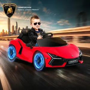 Dripex 12V Licensed Lamborghini Ride On Car, Scissor Door Electric Toys Car with Remote Control Bluetooth LED Light MP3 Player and Wide Seat for 3-6 Boys Girls