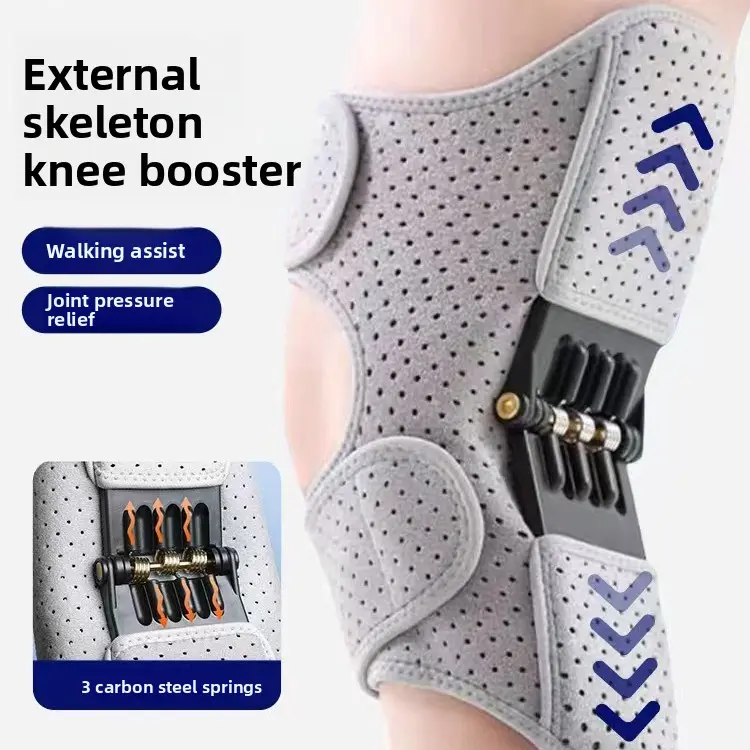 Exoskeleton Knee Support Brace for Athletes & Elderly, Breathable Ergonomic Design with Spring Steel for Walking Assistance & Arthritis Relief