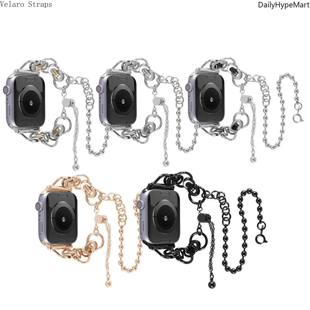 Stainless Steel Watch Band with Double Ring Bead Chain, a Fashionable Watch Accessory & Versatile Strap for Everyday Wear, Hypoallergenic & Adjustable, Fashionable Watch Accessories, All Seasons