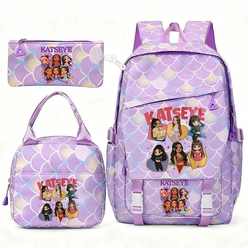 Katseye Music Backpacks For Girls Boys 3pcs Travel High Capacity Students Shool Bags Fresh color Laptop Mochilas YK2