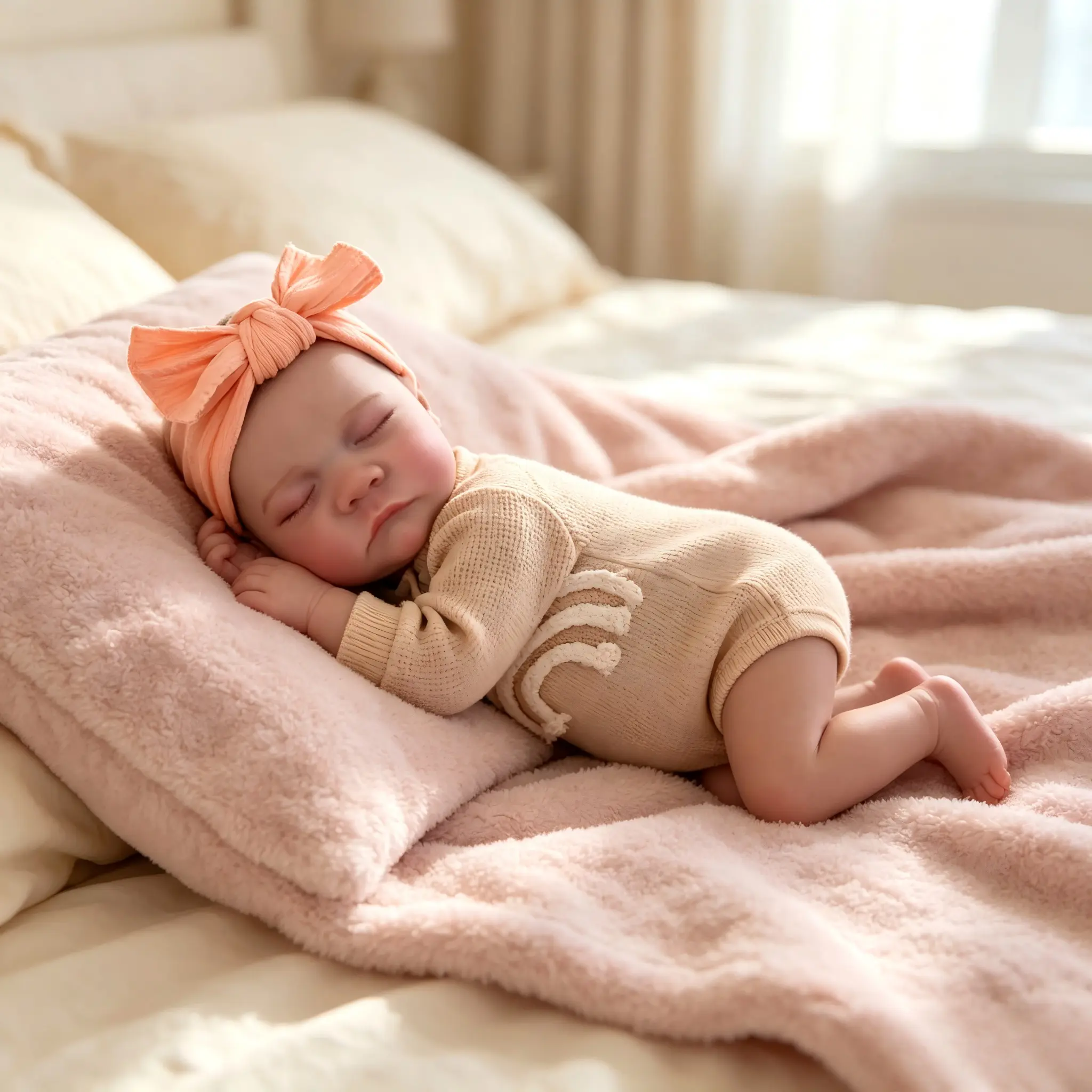 18-in Realistic Reborn Asleep Newborn Baby Doll Toy  Collectible Dolly with Soft Cloth Body, Vinyl Limbs, Cute Face, Removable Outfit, Unisex Cuddly Doll Gift for Kids’ Birthdays, Holidays Gift Idea Collectible Dolls