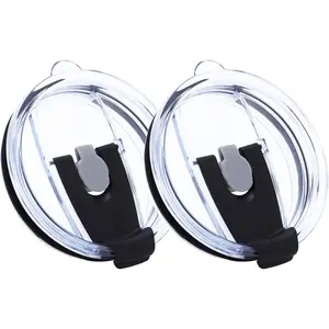 Spill Proof Replacement  Compatible for  32 oz Tumbler 30 oz Tumbler 14 oz Mug, Cup Flip  Covers with Straw Hole, , 2 Pack (Black)