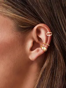 Elegant Geometric Twist U-Shaped Ear Cuffs Set, Fashion Jewelry, No Piercing Needed, Fashionable Minimalist Style, Perfect for Daily Wear, Earcuff