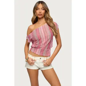Taniya Off Shoulder Zigzag Knit Top
