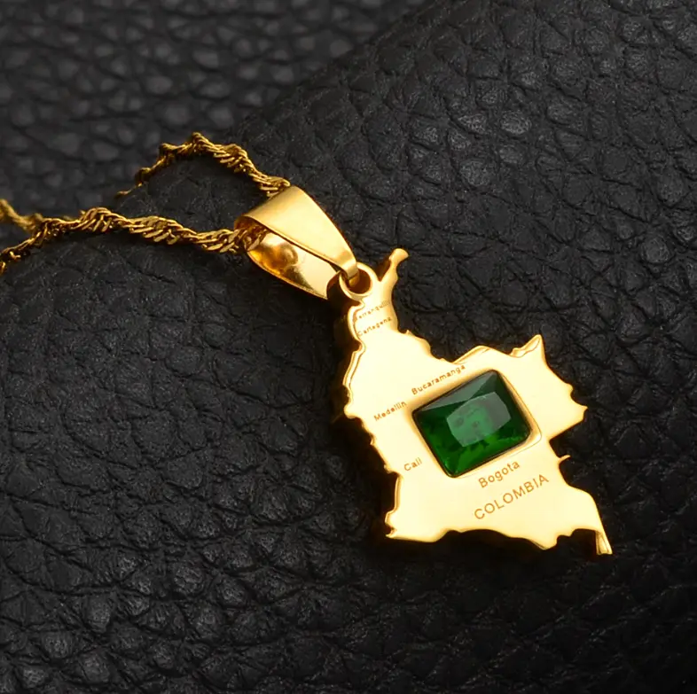Colombia Map Pendant Necklace