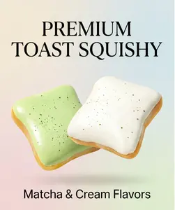 2-Pack Sticky Bread Slow-Rising Squishies, Toast-Shaped Slow-Rise Squishies for Stress Relief & Focus, Adult Novelty Gift (Matcha + Milk)