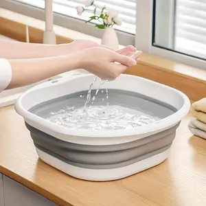 Large Foldable Wash Basin, Durable Plastic, Portable Oval Sink Bowl, Space-Saving Design Basin Container, Bathroom Accessory, Foot Bath Ideal for Home, Dormitory, Camping, Multifunctional Use Home Goods