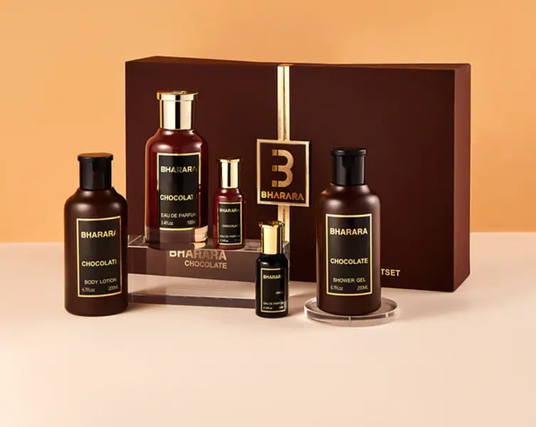 Bharara | Chocolate | Unisex Fragrance | 10 ML - 200 ML | Eau De Parfum x2 + Lotion + Shower Gel | Bergamot - Cinnamon & Cardamom