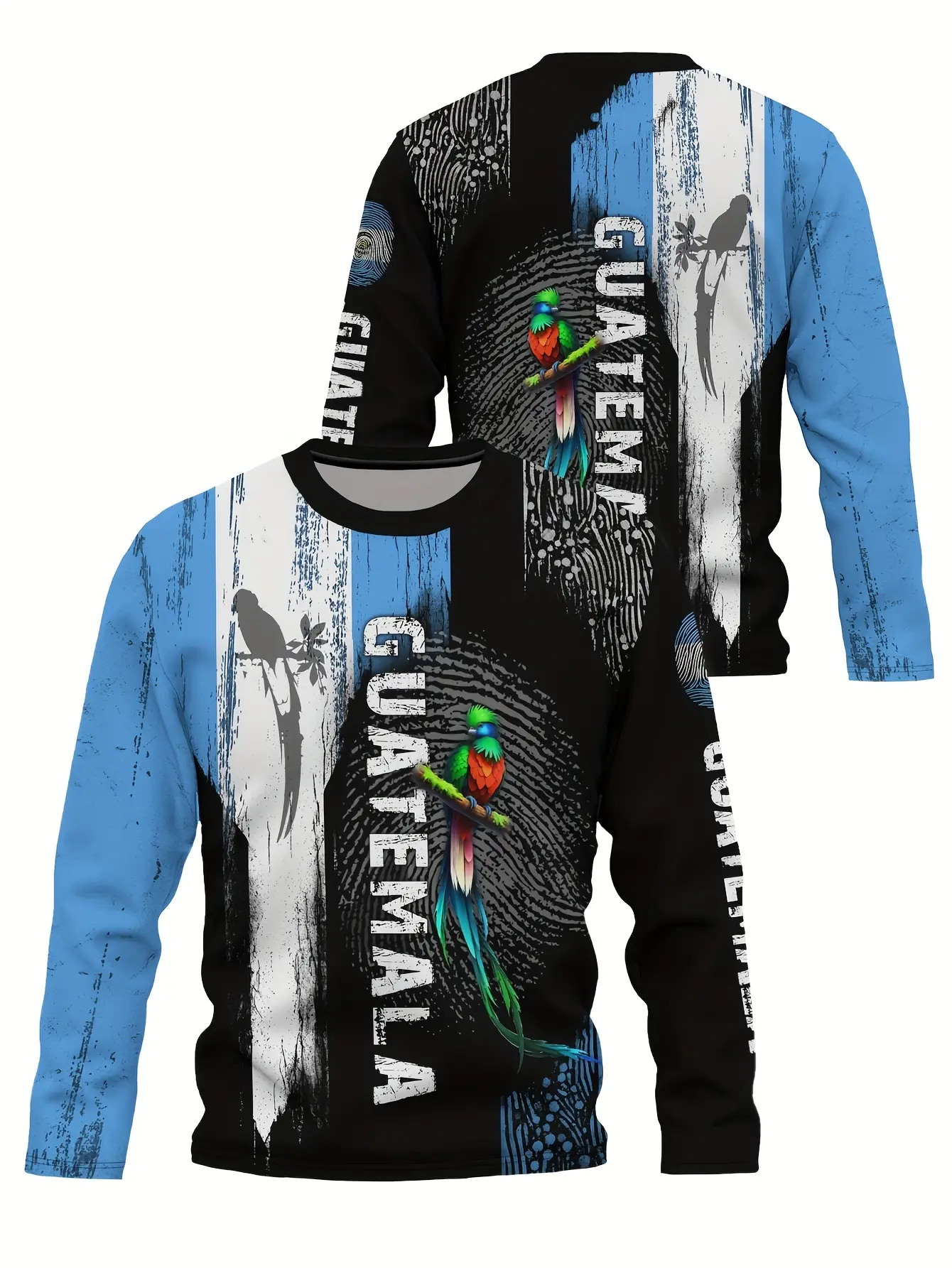 Guatemala Flag Sweatshirt, Quetzal Bird Graphic Tee, Chapin Pride Fingerprint Shirt, Guatemalan Heritage Sports Apparel Gift for Him