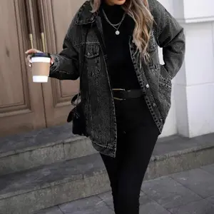 Retro Denim Jacket Women's Fashionable Loose Fit Cotton Outerwear Classic Style Casual Elegant Coat for Ladies