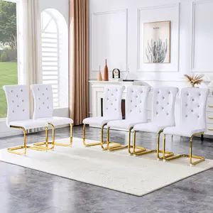 Modern Dining Chairs Set of 2/4/6,Faux Leather High Back Upholstered Side Chair golden metal legs,Ergonomic dining chair and comfortable dining chair,Waterproof Faux Leather Dinner Chairs,For Dining Room Kitchen, Living Room, Vanity,Bedroom and Offices.,s