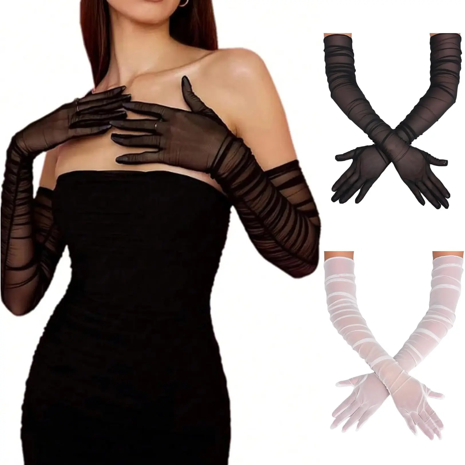 Avidlove Women's Long Sheer Gloves Tulle Mesh Gloves 1920s Wedding Opera Tea Party Dance Glove Avidlove Women's Long Sheer Gloves Tulle Mesh Gloves 1920s Wedding Opera Tea Party Dance Glove