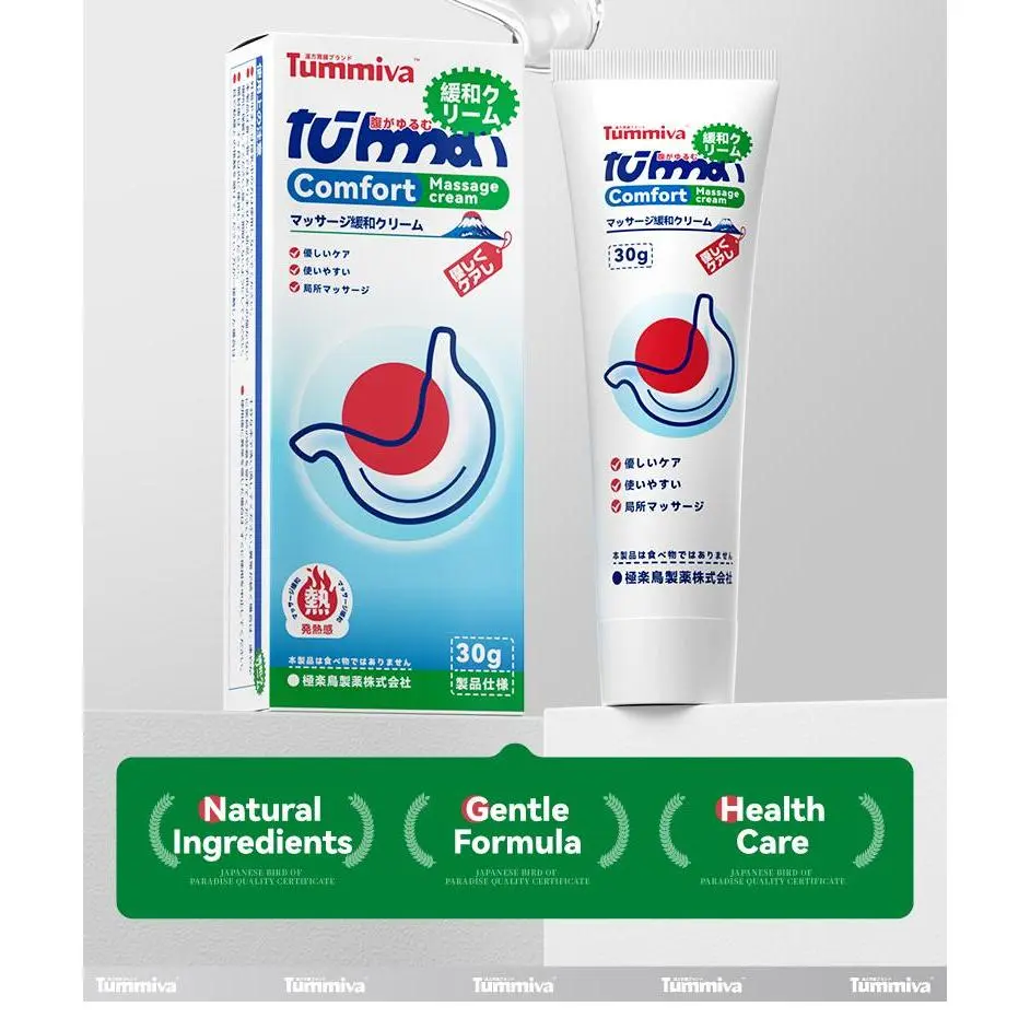 Tummiva Comfort Massage Cream Gel - 30g Abdominal Care Cream, Digestive Aid with Natural Herbal Ointment for Stomach Pain & Bloating Relief, Botanical Extracts & Soothing Manual Massage Tools, Botanical Extracts Manual Massage Tools