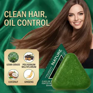 Nature Triangle Shampoo Bar Calming & Strengthening Hair for Women & Men Eco-Friendly Soap with Usman Grass Formula Herbal Extracts Nourishing Cleansing Conditioner Haircare Cleanser