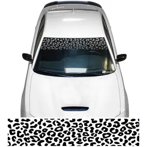 Front Windshield Visor Decal – Leopard Cheetah Heart Print | Universal Fit for Most Vehicles