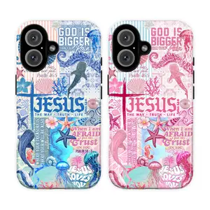 Christian Ocean-Themed Bible Verse Phone Case – "Jesus Loves You", Inspirational Scripture Collage with Marine Art – For iphone 17 pro case iphone 16 pro max case 15 14 13 12 11 & Samsung S25 S24 S23 Ultra Fe, cute pretty phone cases.