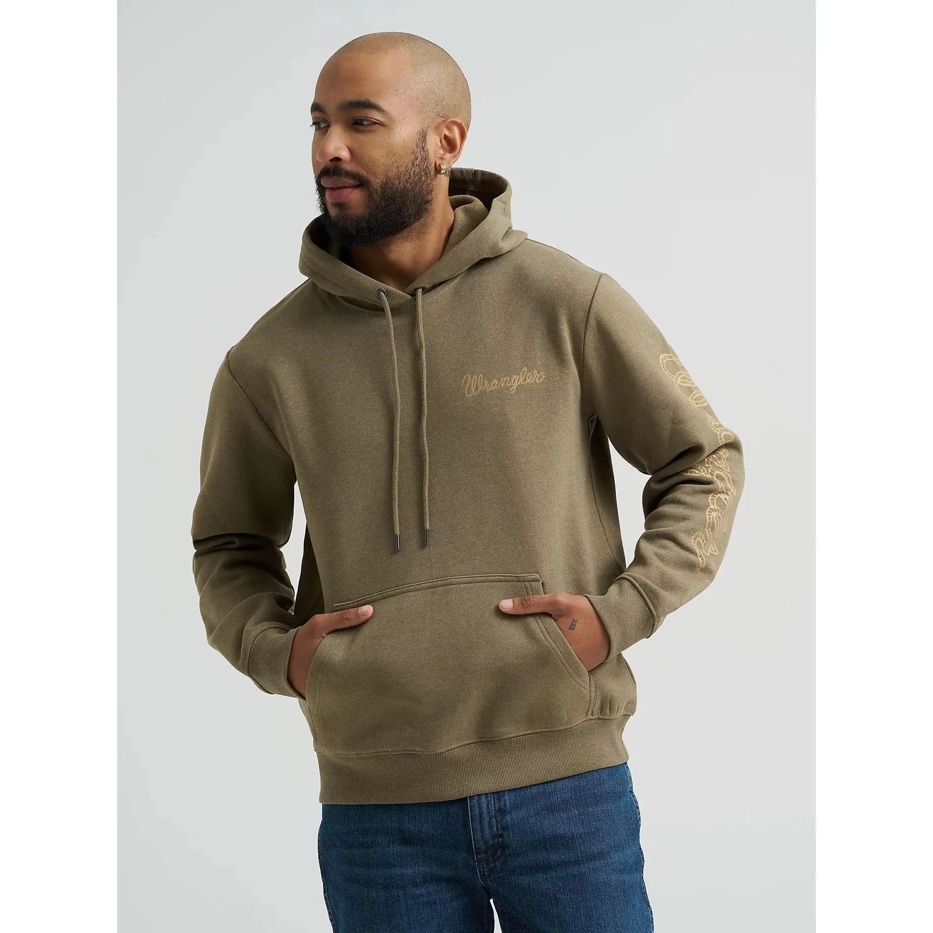 Wrangler Mens Wrangler® Rope Logo Hoodie - Burnt Olive