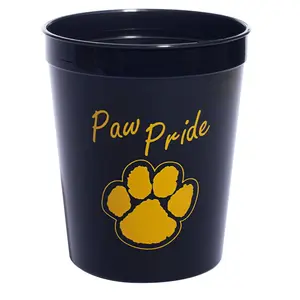 Anderson's Premium Exclusive Paw Pride 16 oz Black and Gold Stadium Cups Boost School Spirit Cheerleader Sports Squad Team Party Dance Club Parade Dog Puppy Animal Lovers Beverages Fan Pack of 10