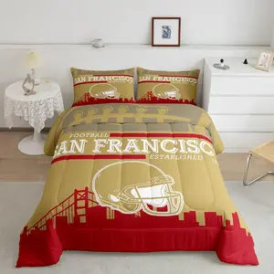 Football City Comforter Set,Sports Bedding Sets,Sports Game Bedding Comforter Sets,Football Helmet Comforter,(San Francisco）