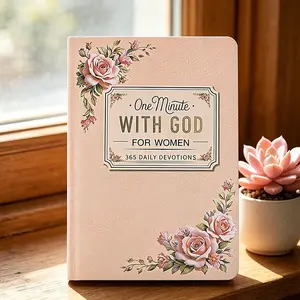 Women's Daily Devotional Notebook, 365 Days with God, Rose Cover, Hardcover Prayer Journal, Inspirational Writing Pad, Guided Journal