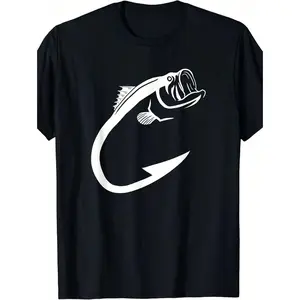 Simple Fishhook Art T-Shirt | Men's Soft Cotton Tee | Breathable Everyday Top | Christmas Gift