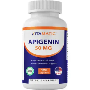 Vitamatic GMO-Free Apigenin 50mg Edible Immune Support Healthcare Supplement, 120 Vegetarian Tablets - Natural Selfcare Dietary Aid for Vitamin & Magnesium Needs